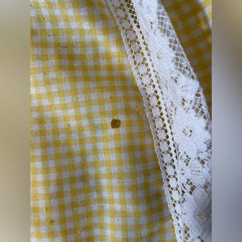 Yellow Gingham and White Lace Midi Skirt - Picture 6 of 6